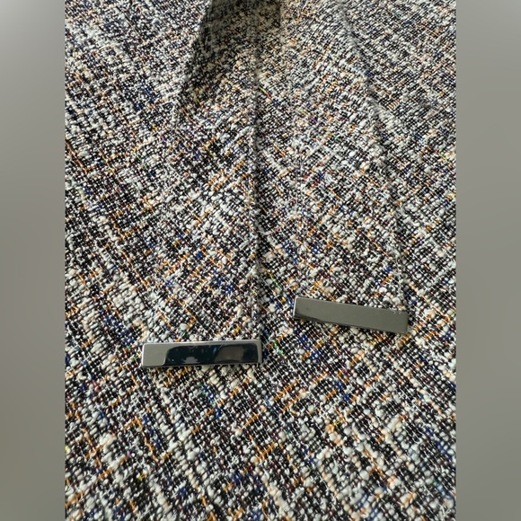 CALVIN KLEIN TWEED LOOK FIT & FLARE BELTED SLEEVELESS MIDI DRESS METALLIC Size 2 - Picture 6 of 13